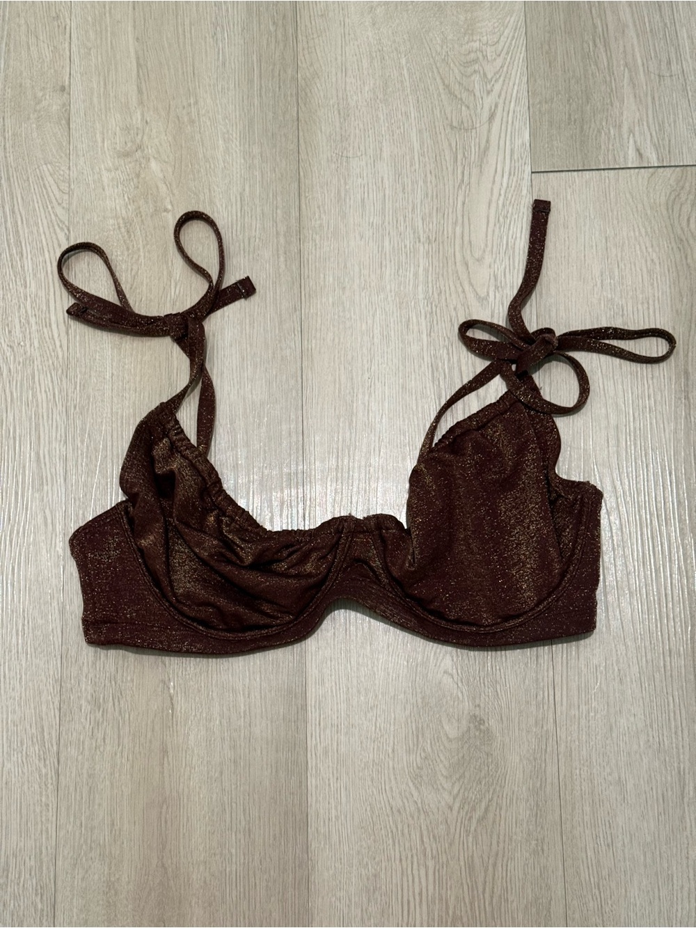 Abercrombie Shimmer Brown Tie-Shoulder Bikini Top